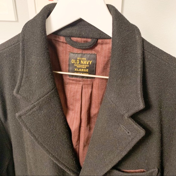 Old Navy Wool Blend Topcoat, Black, XL - Picture 2 of 9
